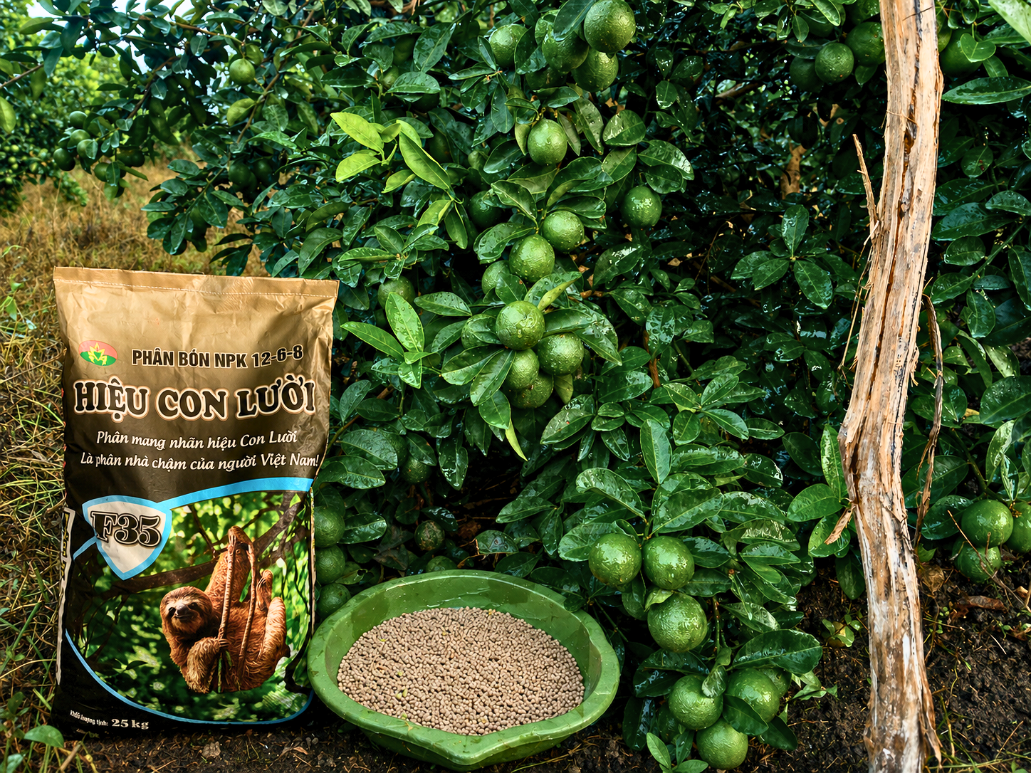 phân bón hiệu con lười, chanh