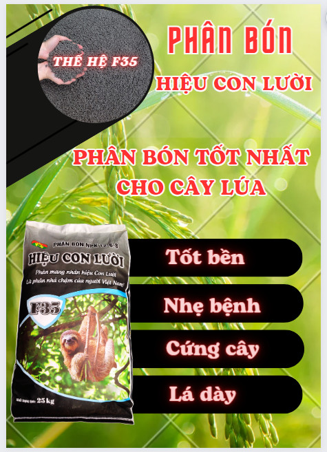 Phân bón hiệu Con Lười F35, lúa