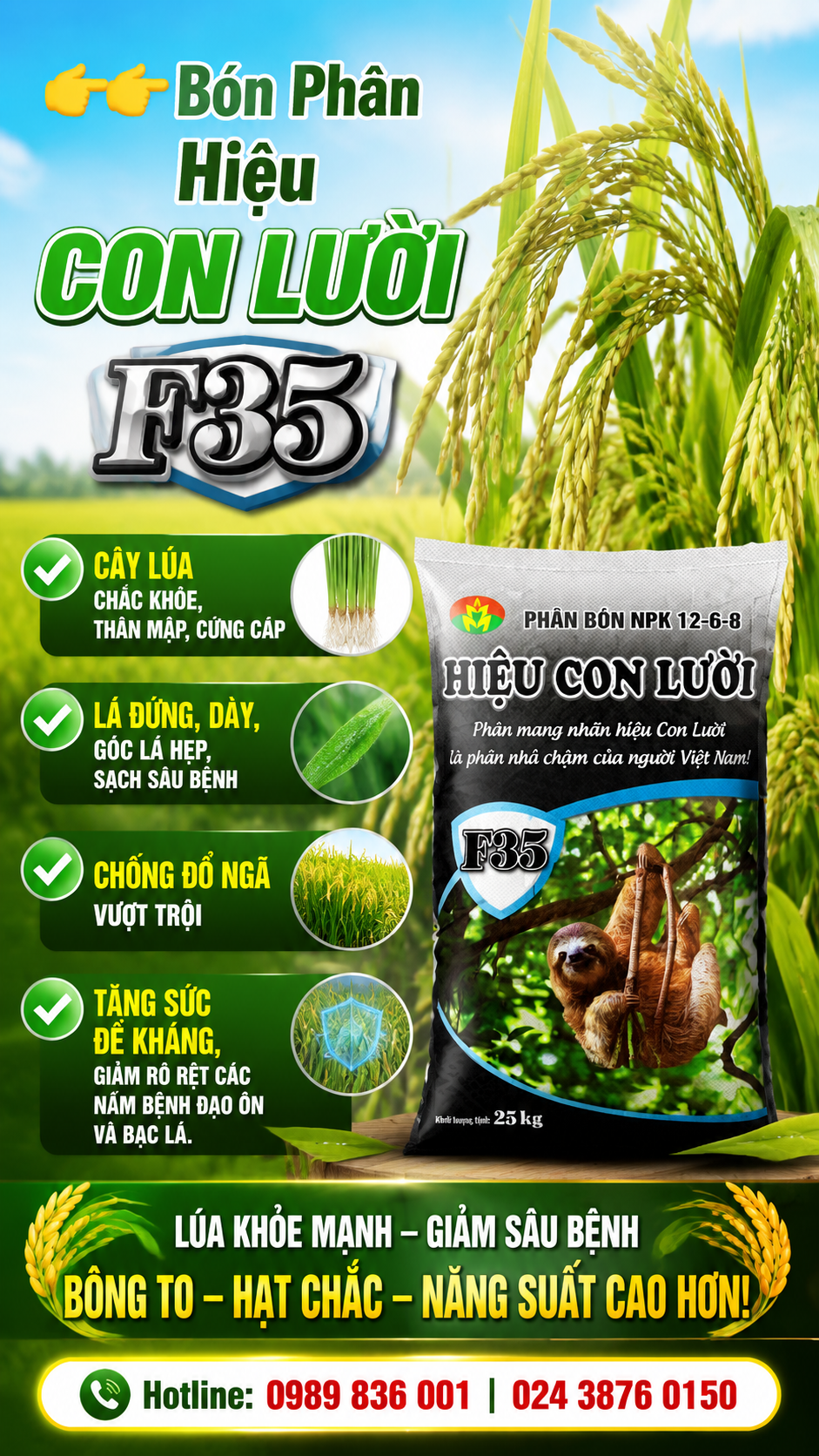 Ph&acirc;n b&oacute;n hiệu Con Lười F35