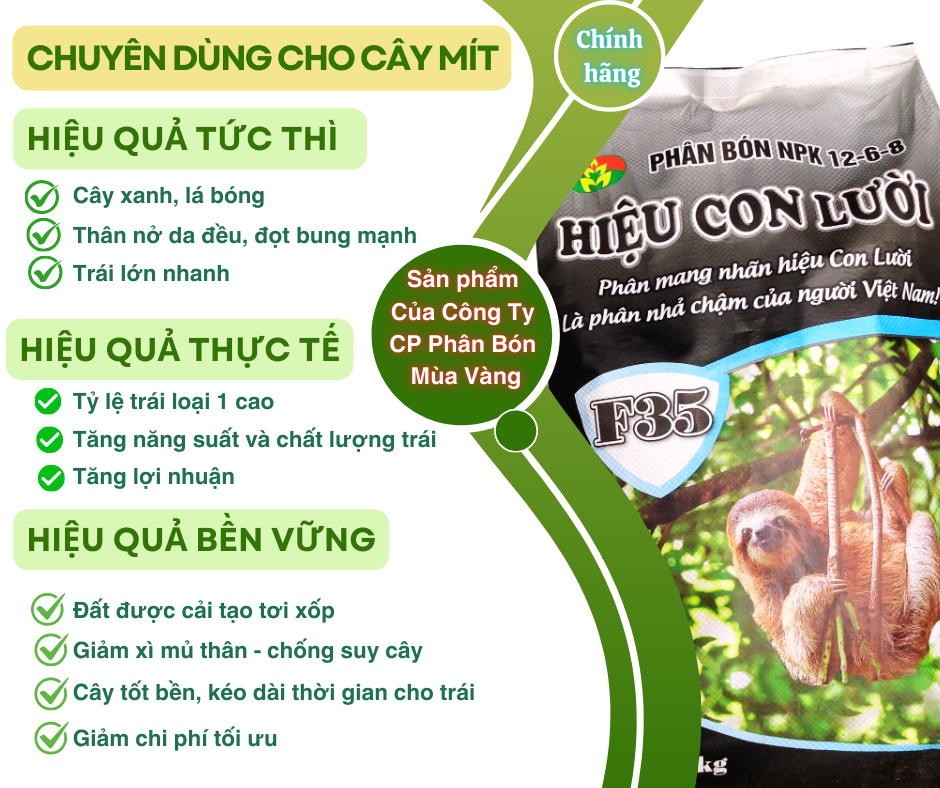 Phân bón hiệu Con Lười F35, mít
