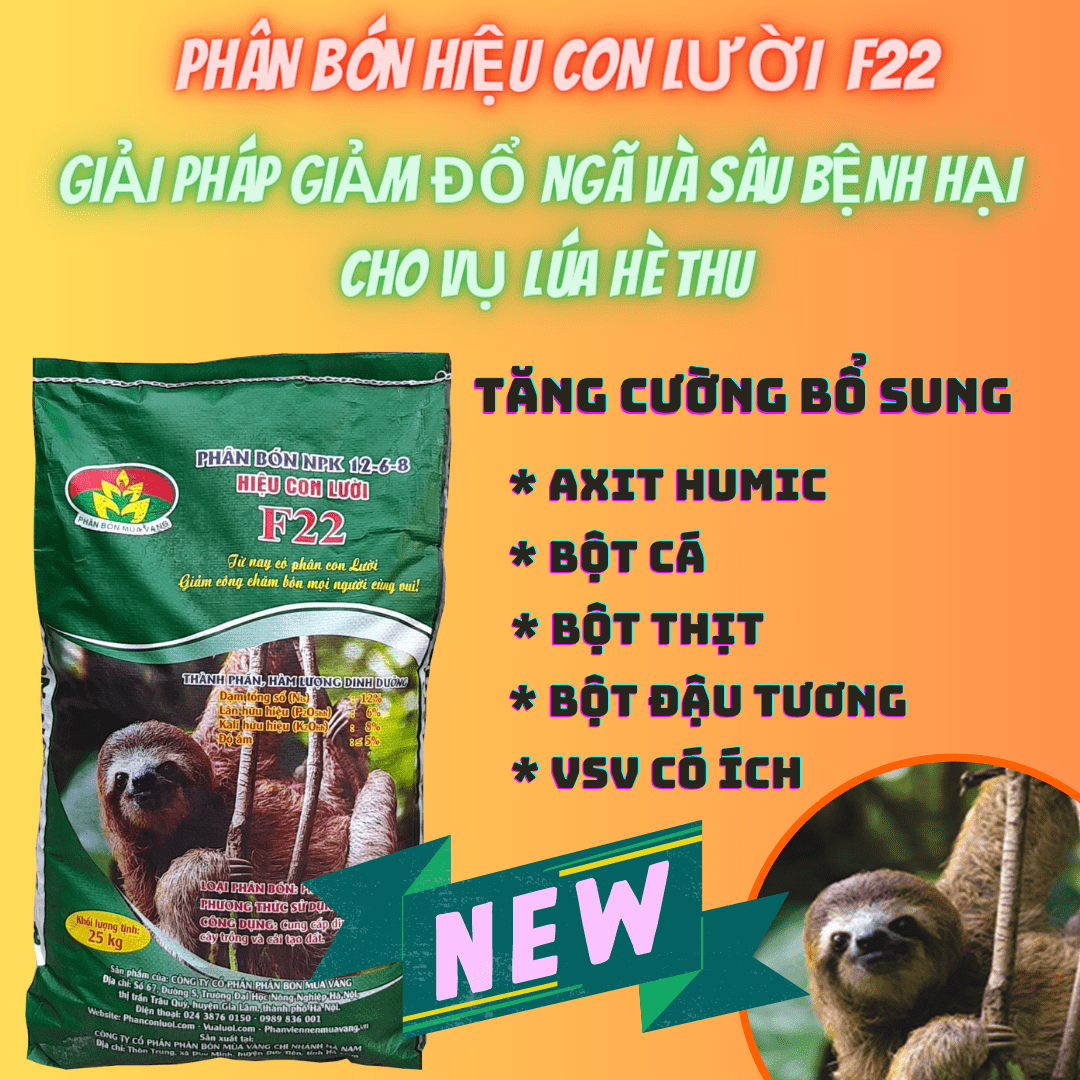 Phân bón hiệu Con Lười F22, lúa OM5451