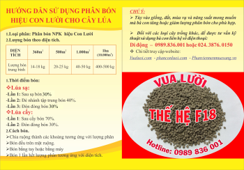 QUY TRÌNH BÓN PHÂN CÔNG NGHỆ SINH HỌC HIỆU CON LƯỜI F18 TRONG NĂM 2021