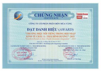 Phân Con Lười - “Thương hiệu nổi tiếng trong hội nhập kinh tế Châu Á- Thái Bình Dương-2015”