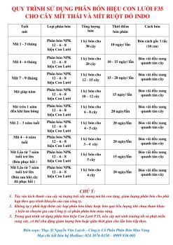 Quy trình sử dụng phân bón hiệu Con Lười F35 cho cây mít