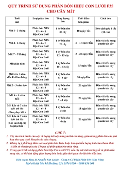 Quy trình sử dụng phân bón hiệu Con Lười F35 cho cây mít